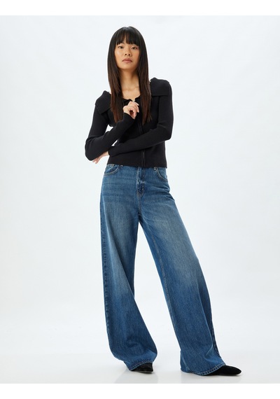 Koton Fermuarlı Hırka Uzun Kollu Slim Fit Siyah 5wal90037ıt