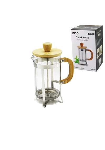 French Press Metal Kafes - Bambu Sap Bambu Kapak 600ml Cam Bitki Süzgeçi Çok Renkli