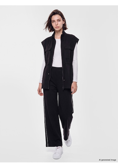 Lcw Modest Siyah Şerit Detaylı Soft Touch Kadın Eşofman Altı