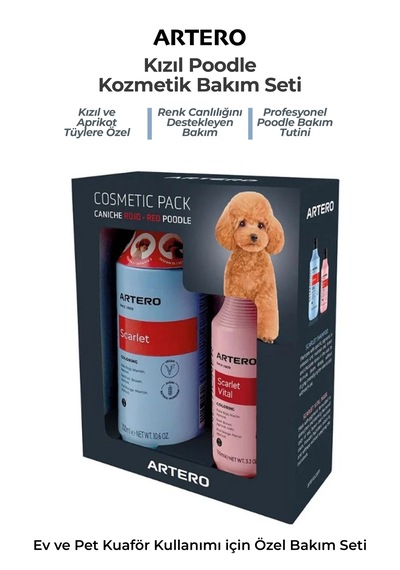 Artero Kızıl Poodle Köpekler İçin Renk Canlandırıcı Ve Yoğunlaştırıcı Profesyonel Şampuan Seti