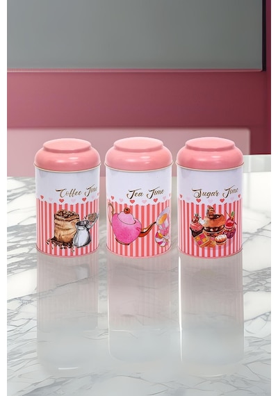 Silindir Saklama Kabı Ø105 3 Lü Set, Sprinkles Set Çok Renkli