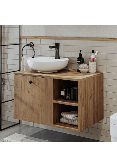 Lavabolu Mdf 75 Cm Çekmeceli Atlantik Çam Banyo Dolabı Atlantik Çam