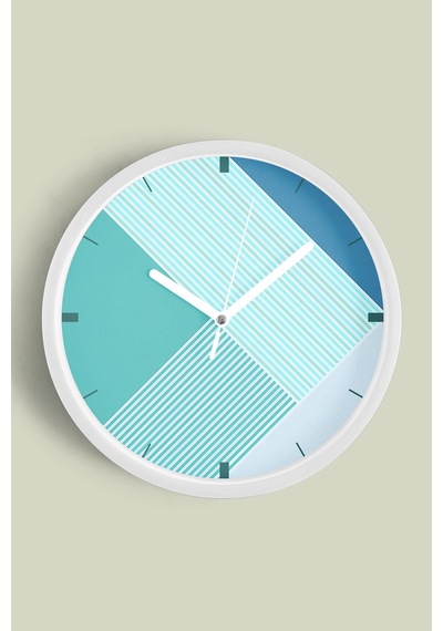Soyut - Bohem - Geometrik Temalı Modern Duvar Saati - 25cm - Önü Camlı Beyaz Kasa - Sessiz Mekanizma-jh0548 Beyaz