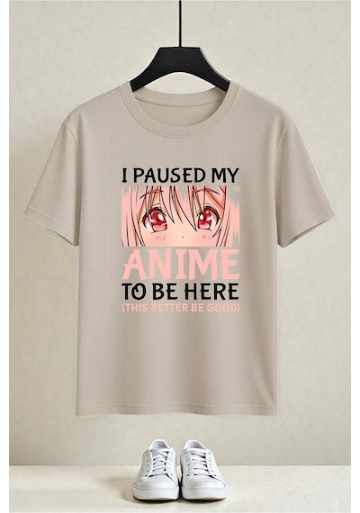 Uyguntarz Unisex My Anime Baskılı Tasarım Tshirt Bej