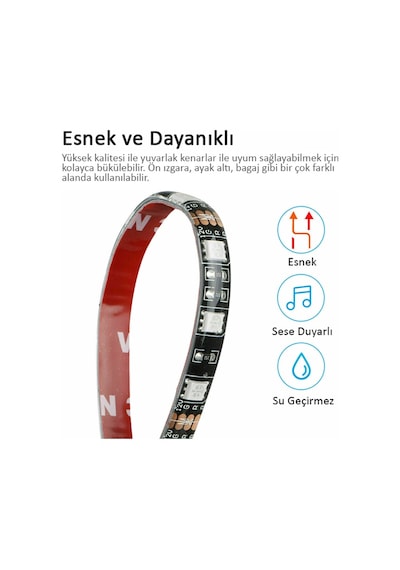 Araç Altı Rgb Led Aydınlatma Şerit Led 4'Lü Set App Kontrollü