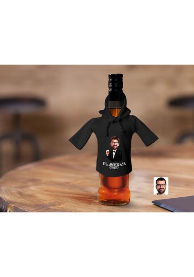 Bk Gift Kişiye Özel Karikatürlü Mini Siyah İçki Şişesi Tişörtü , Ev Bar Dekoru, Viski, Şarap, Votka, Rakı Şişesi Tişörtü, Ev Barı-2