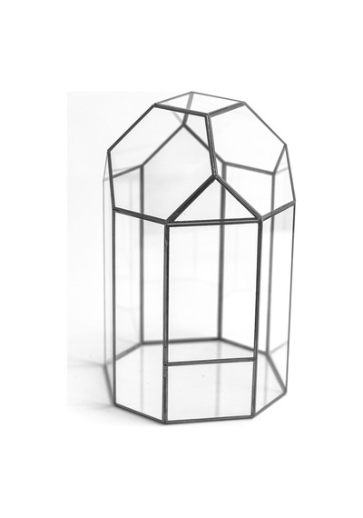 Tr 33x20x20cm Siyah Geometrik Teraryum Cam Fanus Takı Aksesuar Çikolata Kutusu Genel