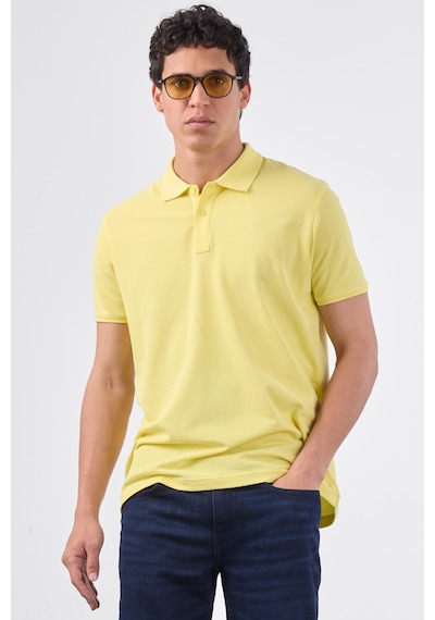 Dufy Sarı Düz Erkek T-shirt - Slim Fit Sarı