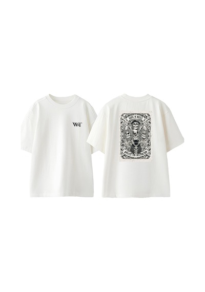 Thewert Guns N Roses 8 Tasarım Sırt Baskılı Pamuk Beyaz Oversize T-shirt