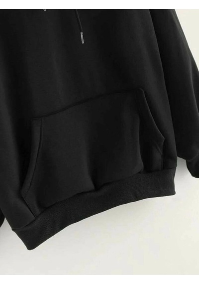 Startmore Düz Siyah Kapşonlu Sweatshirt Pamuklu