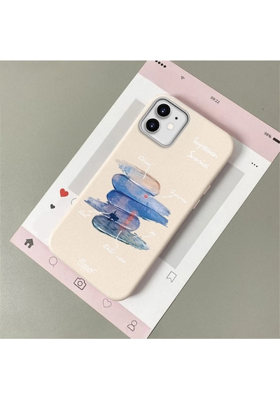 Apple  iPhone 11 Uyumlu Beyaz Deri Dokulu Silikon Kamerayı Korur Şok Emici Kılıf