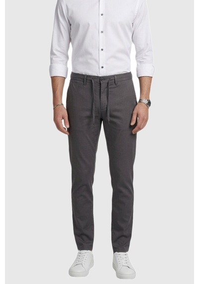 Deepsea Erkek Füme Esnek Kumaş Slim Fit Beli Lastikli Günlük Spor Pantolon 2601070
