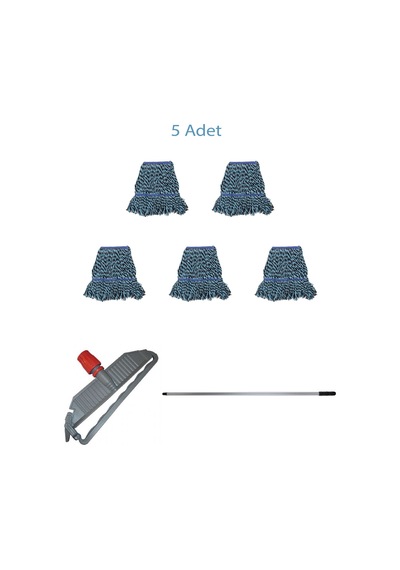Geniş Yedek Islak Mop Paspas Takımı - 5 ad 25 Cm. 500 Gr. Islak M