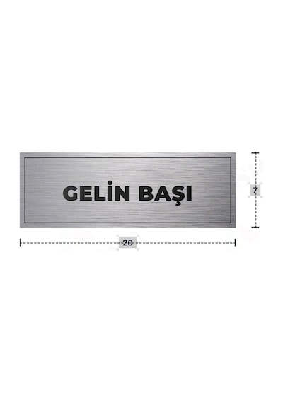 Gelın Başı Yazılı - Metal - Gümüş Renk - Kapı İsimliği - 20x7 Cm