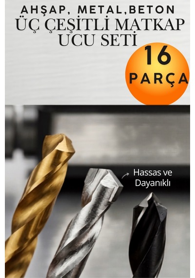 16'lı Çok Amaçlı Matkap Ucu Seti - Beton, Duvar, Ahşap, Metal Ve Çelik Delme İçin Profesyonel , Farklı Çap Ve Uzunluk Seçenekleriyle, Yüksek Dayanıklı 3'ü Bir Arada Uç Paketi 16'lı Çok Amaçlı Matkap Ucu Seti - Beton, Duvar, Ahşap, Metal Ve Çelik Delme İçin Profesyonel , Farklı Çap Ve Uzunluk Seçenekleriyle, Yüksek Dayanıklı 3'ü Bir Arada Uç Paketi