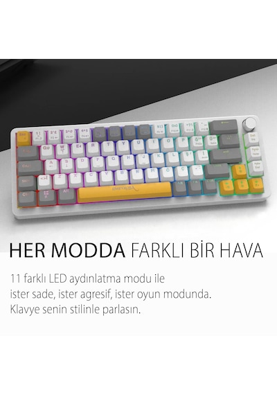 Ikg-457 Rgb Mekanik Oyuncu Klavyesi 68 Tuş Hot Swap Red Switch Multimedya Kontrol Düğmesi