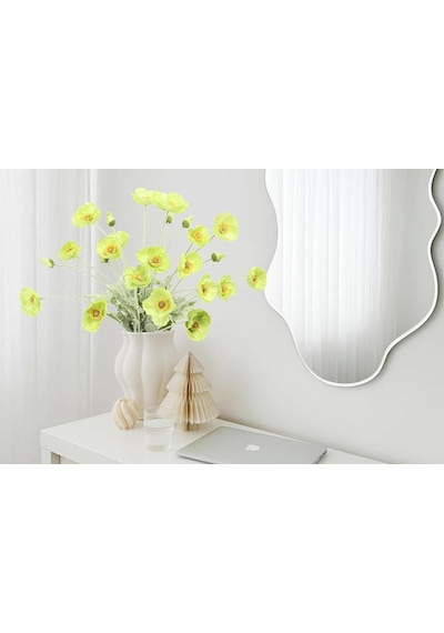 Yapay Çiçek Gelincik Çiçeği Yeşil Renk 3 Çiçek 1 Tomurcuk 59cm Yeşil