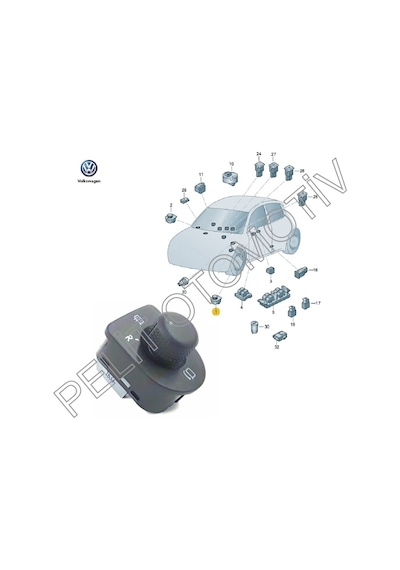 Golf 4 Katlanabilir Ayna Ayar Düğmesi 1J1959565E