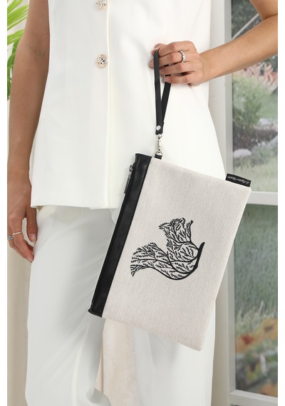 Ju Yaratıcı Tasarım Nakışlı İşlemeli Portföy Ve Clutch Çanta Geyi