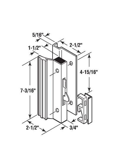 C 1001 Sliding Glass Handle Set 10cm - 2.4cm. Extruded Aluminium Hook Style Surface Mount