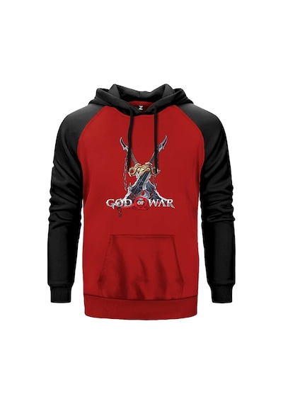 God Of War Kratos Kılıçları Kırmızı Renk Reglan Kol Sweatshirt Kırmızı