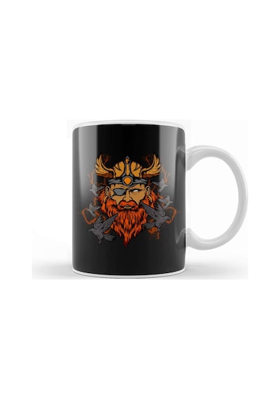 Odin The Norse Mythology Viking God & His Ravens Kupa Bardak Porselen Karışık