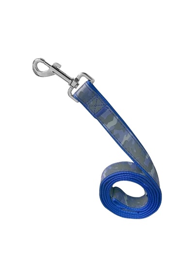 Markapet Reflektörlü Kamuflaj Desenli Köpek Göğüs Tasma Seti 120 CM 40-56 CM Mavi