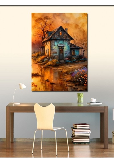 Kanvas Tablo Yalnız Köy Evi 50cmx70cm