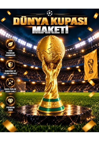 Dünya Kupası Futbol Kupası Maketi Dekoratif Şampiyonluk Kupası 20cm
