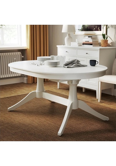 Ikea Beyaz Modern Yemek Masası - Oval Yemek Masası