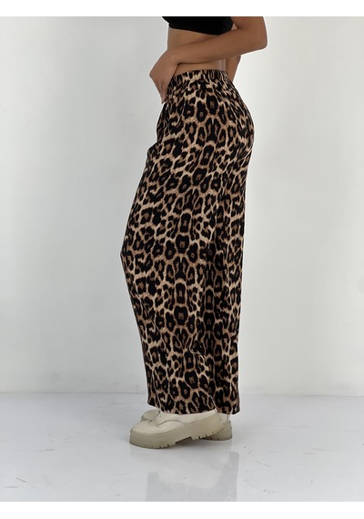 Miss Poem Kadın Leopar Desenli Bej Bol Pantolon Leopar