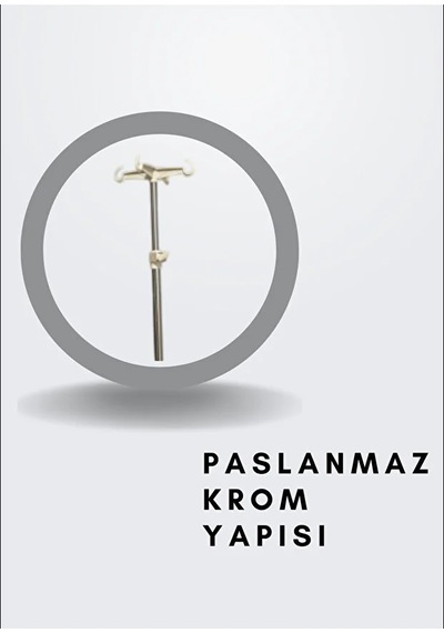 Paslanmaz Krom 5 Ayaklı Serum Askılığı Ayarlanabilir Yükseklik, 360 Hareket Kabiliyeti