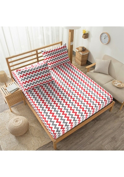 Tek Kişilik Lastikli Çarşaf Yastık Kılıfı Kırmızı