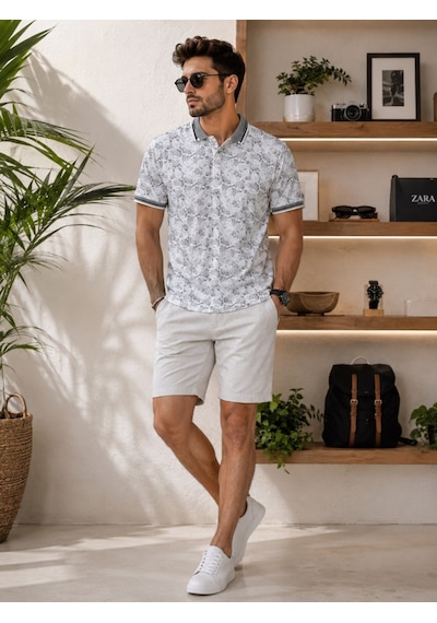 Erkek Beyaz Polo Yaka T-shirt