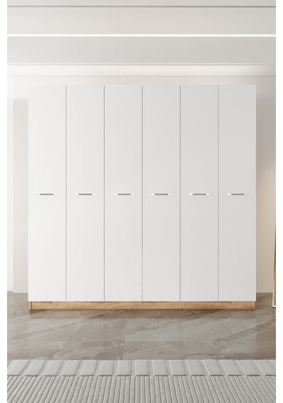 Aeka Ae-2190 Hisar 6 Kapaklı Çok Bölmeli Askılı Ve Raflı Geniş Hacimli Gardırop 210x210 Cm Sonoma - Beyaz Aeka Ae-2190 Hisar 6 Kapaklı Çok Bölmeli Askılı Ve Raflı Geniş Hacimli Gardırop 210x210 Cm Sonoma - Beyaz