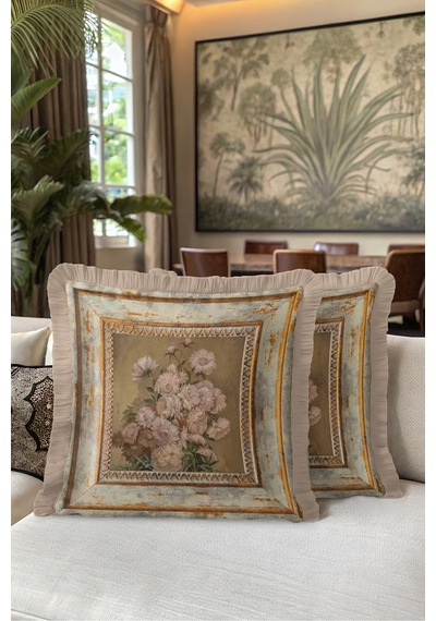 Vintage Çiçek Eskitme Çerçeveli Saçaklı Yastık Kılıfı - Avangart Floral Bej Püsküllü Kırlent Kılıfı Yalın Yörünge Opal Vintage Çiçek Eskitme Çerçeveli Saçaklı Yastık Kılıfı - Avangart Floral Bej Püsküllü Kırlent Kılıfı Yalın Yörünge Opal