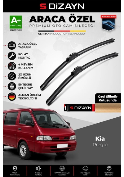 S-dizayn Kia Pregio Ön Cam Silecek Seti 1996-2006 Premium Araca Özel 53-45 Cm A+ Kalite Aocs-1858