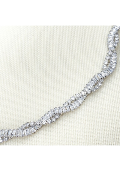 Su Yolu Çiftli Sarmal Bileklik Sarmaşık Model Zirkon Taş Silver Gümüş