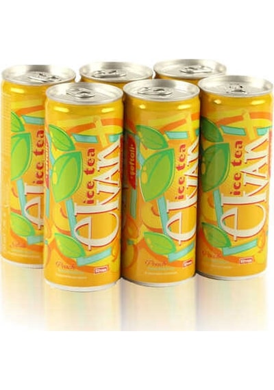 Elvan Ice Tea Teneke Kutu Şeftali Aromalı Soğuk Çay 6'lı Paket 250 Ml
