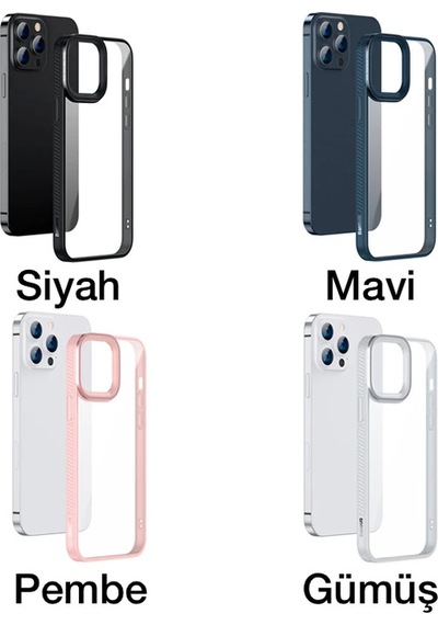 Baseus Crystal Apple iPhone Uyumlu iPhone 13 Pro 6.1 Kılıf Jel Çerçeve Zırhlı Silikon Kılıf- 5775 Şeffaf