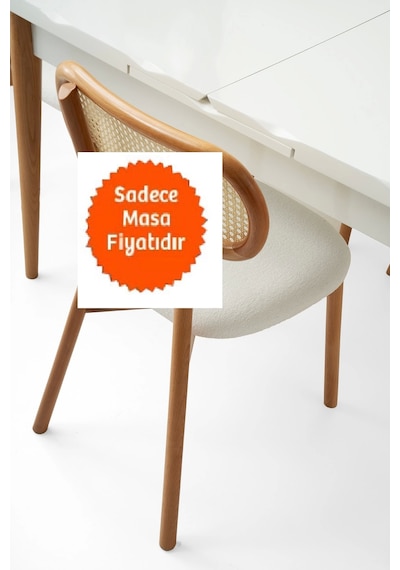 Kelebek Ortadan Açılır Büyüyen Yemek Masası Beyaz 80x130cm Beyaz