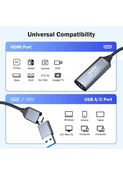 Markofist Mf-cc13 Hdmı Type-c & Usb Video Capture Card 1080p 30fps