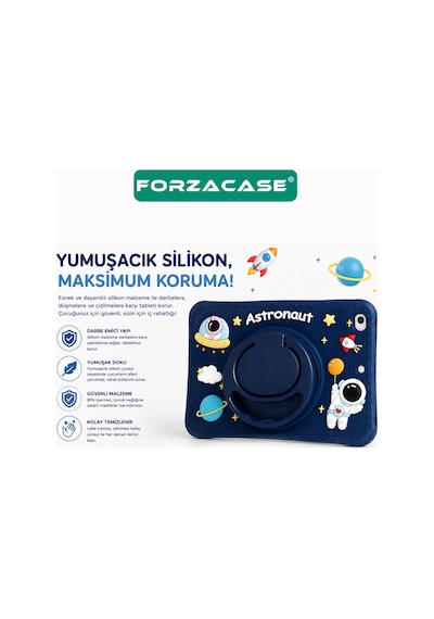Forzacase İpad Pro 11 2018 İle Uyumlu Astronot Desen Askılı Standlı Silikon Kılıf - Fc1254 Standlı Kapak