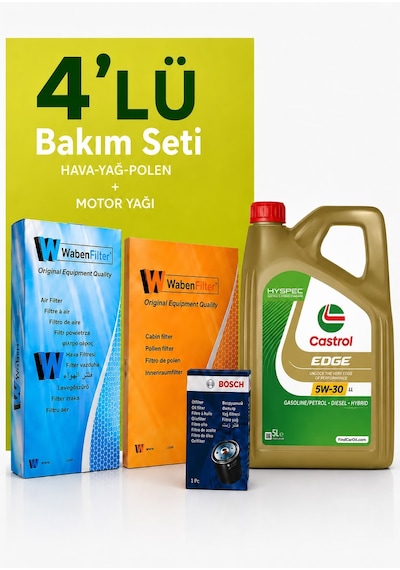 Bosch-waben Citroen C3 1.4 Dizel Filtre Bakım Seti-castrol Edge 5w30 5lt 2010-2015 3 Lü