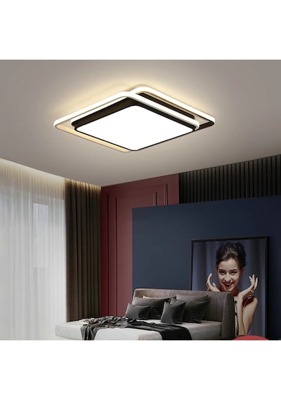 Sarmal Kare Tavan Lambası,modern Led Aydınlatma Siyah