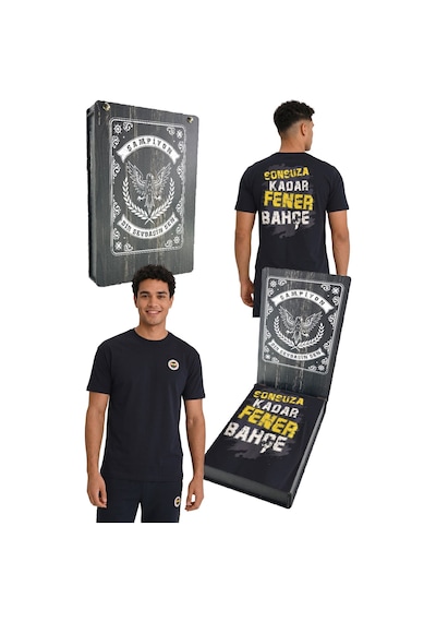 Fenerium Fenerbahçe Erkek Tribün Sonsuza Kadar Oversize T-shirt Lazer Kutu Lacivert - Beyaz