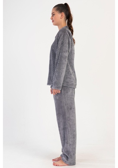 Cotonhause Kadın Welsoft Uzun Kol Füme Pijama Takım C0t2n1o304 001