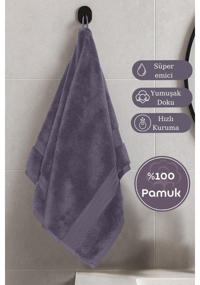 Pamuk Tekli Havlu Karna Premıum Ramse - 70 X 140 Mor