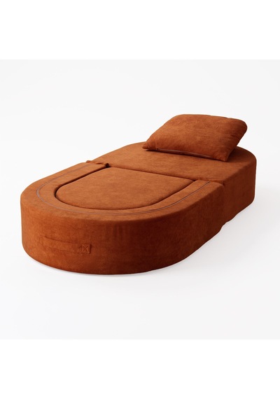 Homedius Sofa Bed Katlanır Yatak Olabilen Berjer Koltuk Puf Seti Kiremit