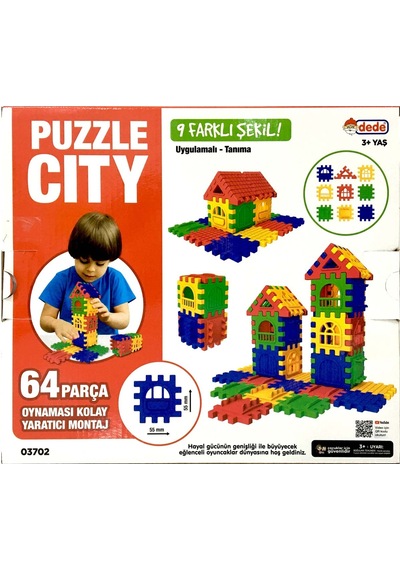 Puzzle City 3D Yapı ve Tasarım Blokları 64 Parça